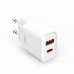 Мрежово зарядно устройство XO CE12 PD QC3.0 20W 1x USB 1x USB-C бяло + USB - microUSB cable