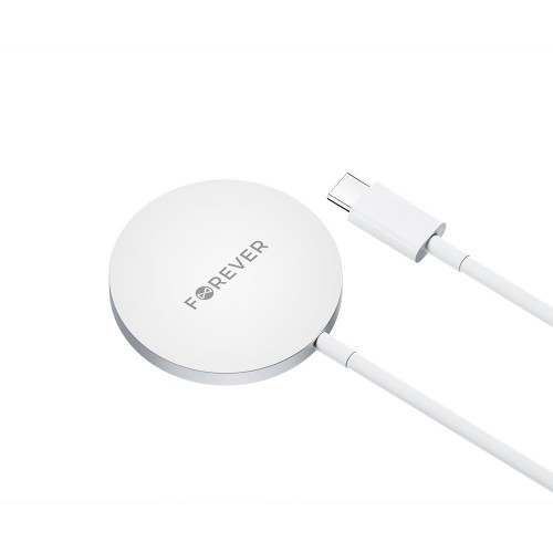 Безжично зарядно универсално, съвместимо с MagSafe, Forever MAWC-100 magnetic wireless charger 15W сиво