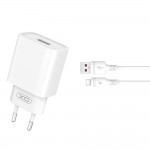Зарядно за телефон XO wall charger CE02D QC 3.0 18W 1x USB white + USB-C cable