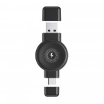 Преносимо зарядно устройство XO - CX026 Wireless за Apple/Samsung Watch, USB+USB-C 2,5W Черно