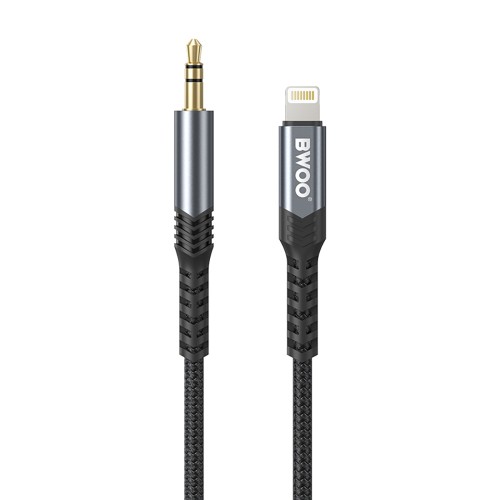 Аудио кабел, BWOO Cable AUX 3.5mm - Lightning BO-AUX068 Черен
