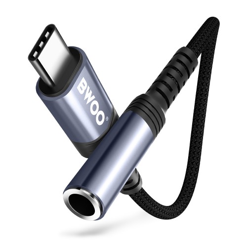 Преходник BWOO audio adapter cable BZ47 aux 3,5 mm to USB-C Черен Преходник BWOO audio adapter cable BZ47 aux 3,5 mm to USB-C Черен