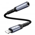 Преходник BWOO audio adapter cable BZ48 aux 3,5 mm to lightning Черен