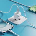 Мрежово зарядно устройство BWOO CDA156 PD wall charger 1x USB-C 1v USB 20W Бяло