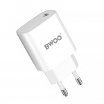 Зарядно за телефон или таблет BWOO CDA159 PD wall charger 20W 1x USB-C port + USB-C кабел, Бяло