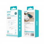 Зарядно за телефон или таблет BWOO CDA159 PD wall charger 20W 1x USB-C port + USB-C кабел, Бяло