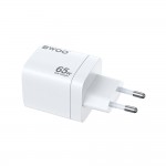 Мрежово зарядно устройство BWOO CDA147PD GAN wall charger 65W 2x USB-C port + USB-A white Мрежово зарядно устройство BWOO CDA147PD GAN wall charger 65W 2x USB-C port + USB-A white