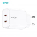 Бързо зарядно за 2 телефона BWOO CDA206 PD 35W wall charger 2x USB-C port white