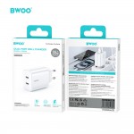 Бързо зарядно за 2 телефона BWOO CDA206 PD 35W wall charger 2x USB-C port white