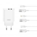 Мрежово зарядно устройство XO wall charger CE34 2x USB 2,4A Бяло + USB-C кабел
