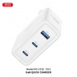 Бързо заарядно устройство за лаптоп, таблет или телефон XO wall charger CE35 PD 100W 2x USB-C 1x USB Бяло