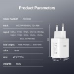 Мрежово зарядно устройство, XO wall charger CE36 GaN QUICK CHARGER PD 45W 1x USB-C 1x USB white Мрежово зарядно устройство, XO wall charger CE36 GaN QUICK CHARGER PD 45W 1x USB-C 1x USB white