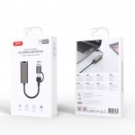 Мрежови адаптер XO adapter HUB HUB018 2w1 USB-USB-C - RJ45 сив Мрежови адаптер XO adapter HUB HUB018 2w1 USB-USB-C - RJ45 сив