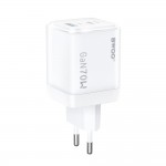 Бързо зарядно за смартфон. лаптоп или таблет BWOO GaN wall charger CDA224 QC 70W 1 x USB 1 x USB-C, white Бързо зарядно за смартфон. лаптоп или таблет BWOO GaN wall charger CDA224 QC 70W 1 x USB 1 x USB-C, white