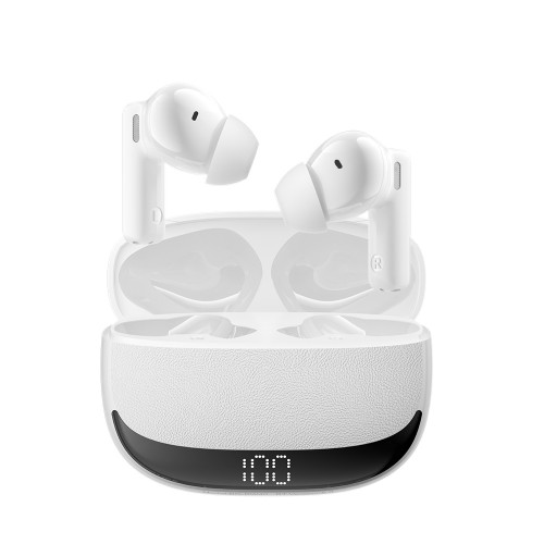 Безжични слушалки TWS BWOO Bluetooth earphones BW40 ANC with LCD display, бели