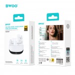 Безжични слушалки TWS BWOO Bluetooth earphones BW40 ANC with LCD display, бели