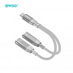 Адаптер /сплитер/ BWOO BZ68 2 in 1 Adapter USB C - 2 x USB C ports, Сив с текстилна оплетка