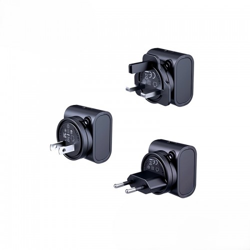 Зарядно за пътувания универсално, REMAX TRAVEL CHARGER SET 30W RP-U192 EU/UK/US BLACK
