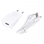 Адаптер за телефон универсален Maxlife MXTC-01 1x USB 2.1A Бял + USB-C кабел