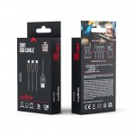 Кабел за зареждане и данни Maxlife 3in1 cable USB - Lightning + USB-C + microUSB 1,0 m 2,1A Черен с оплетка Кабел за зареждане и данни Maxlife 3in1 cable USB - Lightning + USB-C + microUSB 1,0 m 2,1A Черен с оплетка