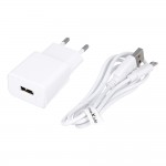 Адаптер за телефон универсален Maxlife MXTC-01 1x USB 2.1A Бял + micro USB кабел