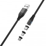Кабел - магнитен Maxlife MXUC-02 USB - Lightning + USB-C + microUSB 1,0 m 2A Черен Кабел - магнитен Maxlife MXUC-02 USB - Lightning + USB-C + microUSB 1,0 m 2A Черен