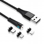 Кабел - магнитен Maxlife MXUC-02 USB - Lightning + USB-C + microUSB 1,0 m 2A Черен Кабел - магнитен Maxlife MXUC-02 USB - Lightning + USB-C + microUSB 1,0 m 2A Черен