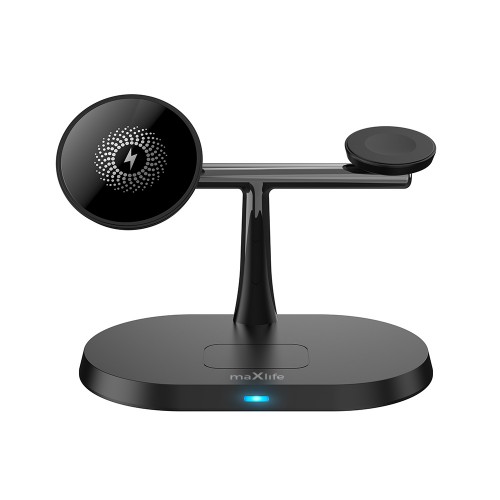 Безжично зарядно Maxlife MXWC-03, magnetic wireless charger 3in1, 15W, Черен Безжично зарядно Maxlife MXWC-03, magnetic wireless charger 3in1, 15W, Черен