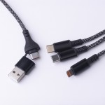 Кабел за зареждане и данни Maxlife ALLin1 cable USB + USB-C - Lightning + 2x USB-C 1,0 m 66W Черен с оплетка Кабел за зареждане и данни Maxlife ALLin1 cable USB + USB-C - Lightning + 2x USB-C 1,0 m 66W Черен с оплетка