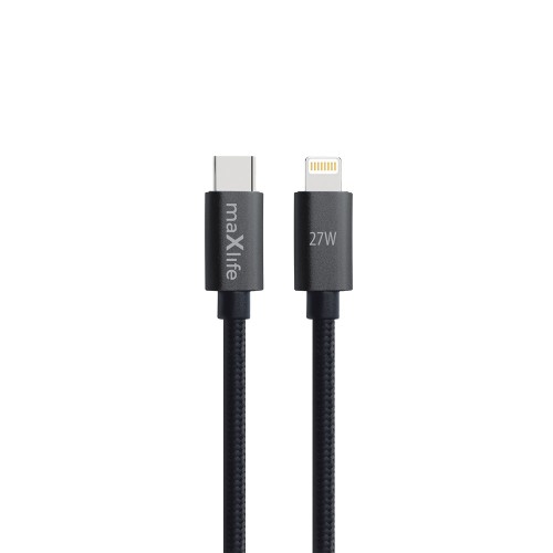 Кабел за зареждане и данни Maxlife MXUC-12 cable USB-C - Lightning 2,0 m 27W Черен Кабел за зареждане и данни Maxlife MXUC-12 cable USB-C - Lightning 2,0 m 27W Черен