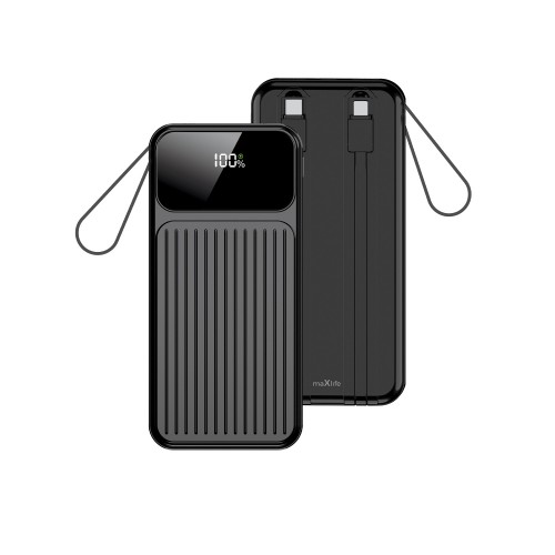 Външна батерия Maxlife power bank with built-in cables MXPB-06 PD QC 22,5W 10000 mAh Черна Външна батерия Maxlife power bank with built-in cables MXPB-06 PD QC 22,5W 10000 mAh Черна