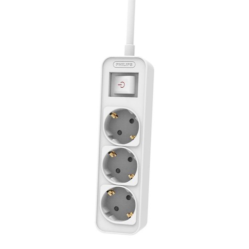 Разклонител Power strip PHILIPS etension cord 3 Schuko sockets 1.5m 10A Бял