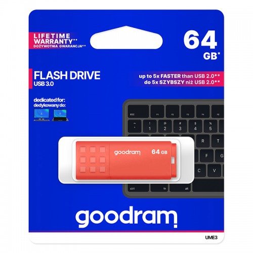 Флаш памет GoodRam pendrive 64GB UME3 USB 3.0 orange, UME3-0640O0R11 EAN-5908267935781 Флаш памет GoodRam pendrive 64GB UME3 USB 3.0 orange, UME3-0640O0R11 EAN-5908267935781