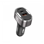 Зарядно устройство за кола XO-CC61 PD QC 3.0 100W 1x USB 1x USB-C 1x Lightning, Сиво