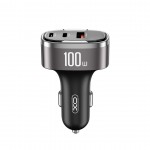 Зарядно устройство за кола XO-CC61 PD QC 3.0 100W 1x USB 1x USB-C 1x Lightning, Сиво