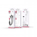 Кабел за зареждане и данни XO NB230 3 в1 USB - Lightning + USB-C + microUSB 1,0m 2,4A Черен Кабел за зареждане и данни XO NB230 3 в1 USB - Lightning + USB-C + microUSB 1,0m 2,4A Черен