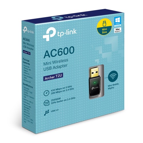 Безжичен двулентов USB адаптер TP-Link AC600 Archer T2U, ver: 3.0 Безжичен двулентов USB адаптер TP-Link AC600 Archer T2U, ver: 3.0