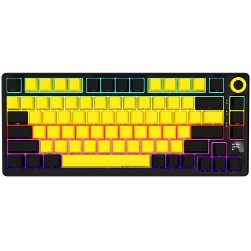 Гейминг клавиатура LORGAR KBP7075W, Wireless 75% Mechanical Gaming Keyboard Pro, Black/yellow, EN layout