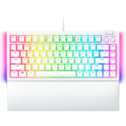 Razer BlackWidow V4 75% White, Gaming Keyboard, US Layout, Hot-swappable Design, Compact 75% Layout with Aluminum Case,  Mechanical Switches (Tactile), Razer Chroma RGB, Dedicated media roller with 2 dedicated media buttons, Detachable Type C Cable