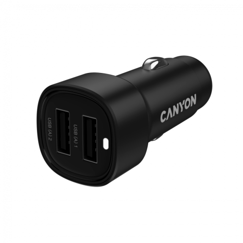 Зарядно за автомобил CANYON car charger OnDrive 24 24W 2xUSB-A Black Зарядно за автомобил CANYON car charger OnDrive 24 24W 2xUSB-A Black
