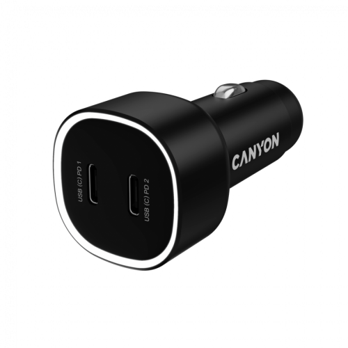 Зарядно за автомобил CANYON car charger OnDrive 60 PD 60W 2xUSB-C Black