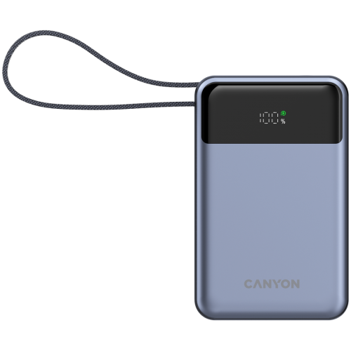 Външна батерия CANYON power bank OnPower 600 built-in cable 20000 mAh PD65W Dark Grey Външна батерия CANYON power bank OnPower 600 built-in cable 20000 mAh PD65W Dark Grey
