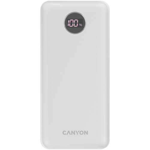 Външна батерия CANYON power bank PB-2002 LED 20000 mAh PD 20W QC 3.0 White Външна батерия CANYON power bank PB-2002 LED 20000 mAh PD 20W QC 3.0 White