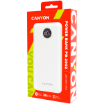 Външна батерия CANYON power bank PB-2002 LED 20000 mAh PD 20W QC 3.0 White Външна батерия CANYON power bank PB-2002 LED 20000 mAh PD 20W QC 3.0 White
