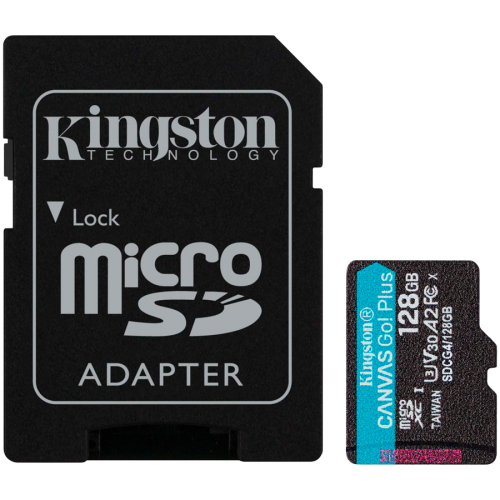 Карта памет KINGSTON 128GB microSDXC Canvas Go Plus Gen4 200MB/s A2 U3 V30 Card + Adapter