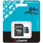 KINGSTON 64GB microSDXC Canvas Go Plus Gen4 200MB/s A2 U3 V30 Card + Adapter