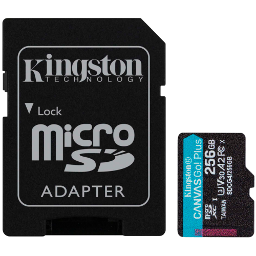 Карта памет Kingston 256GB microSDXC Canvas Go Plus Gen4 200MB/s A2 U3 V30 Card + Adapter Карта памет Kingston 256GB microSDXC Canvas Go Plus Gen4 200MB/s A2 U3 V30 Card + Adapter