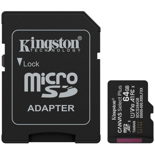 Карта памет Kingston 64GB microSDXC Canvas Select Plus Gen3 100MB/s A1 Card + Adapter Карта памет Kingston 64GB microSDXC Canvas Select Plus Gen3 100MB/s A1 Card + Adapter