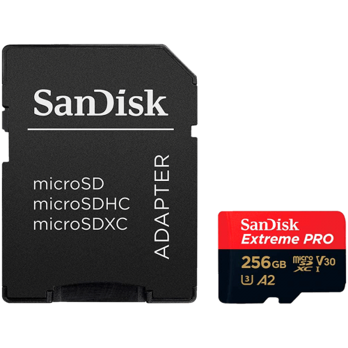 Карта памет SANDISK Extreme PRO microSDXC 256GB + SD Adapter + 2 years RescuePRO Deluxe up to 200MB/s & 140MB/s Read/Write speeds A2 C10 V30 UHS-I U3