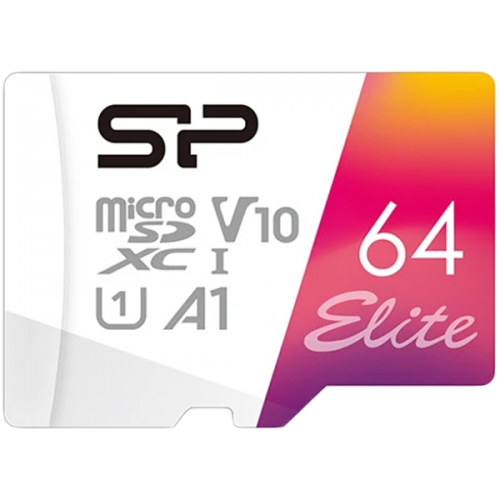 Карта памет SILICON POWER Elite Colorful  64GB microSD,  V10, U1, A1  Read speeds up to 100 MB/s  SP064GBSTXBV1V20SP
